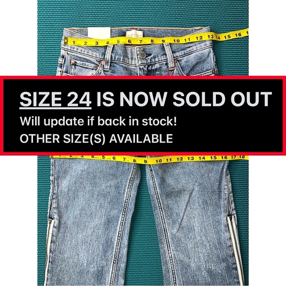 Alice + Olivia Rey Side Zipper Blue Off White Wide Leg Jeans - Picture 6 of 16